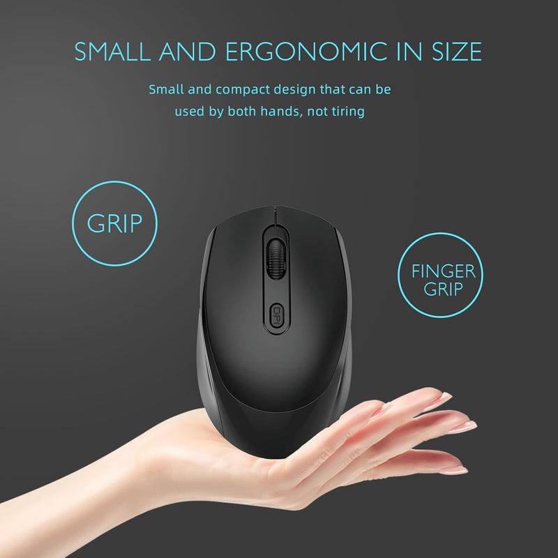 ONEUP Wireless Mouse, 2.4G, Silent, USB Nano Receiver, for Laptop, Chromebook, PC, Mac, Windows and School Work (Black) - Image 2